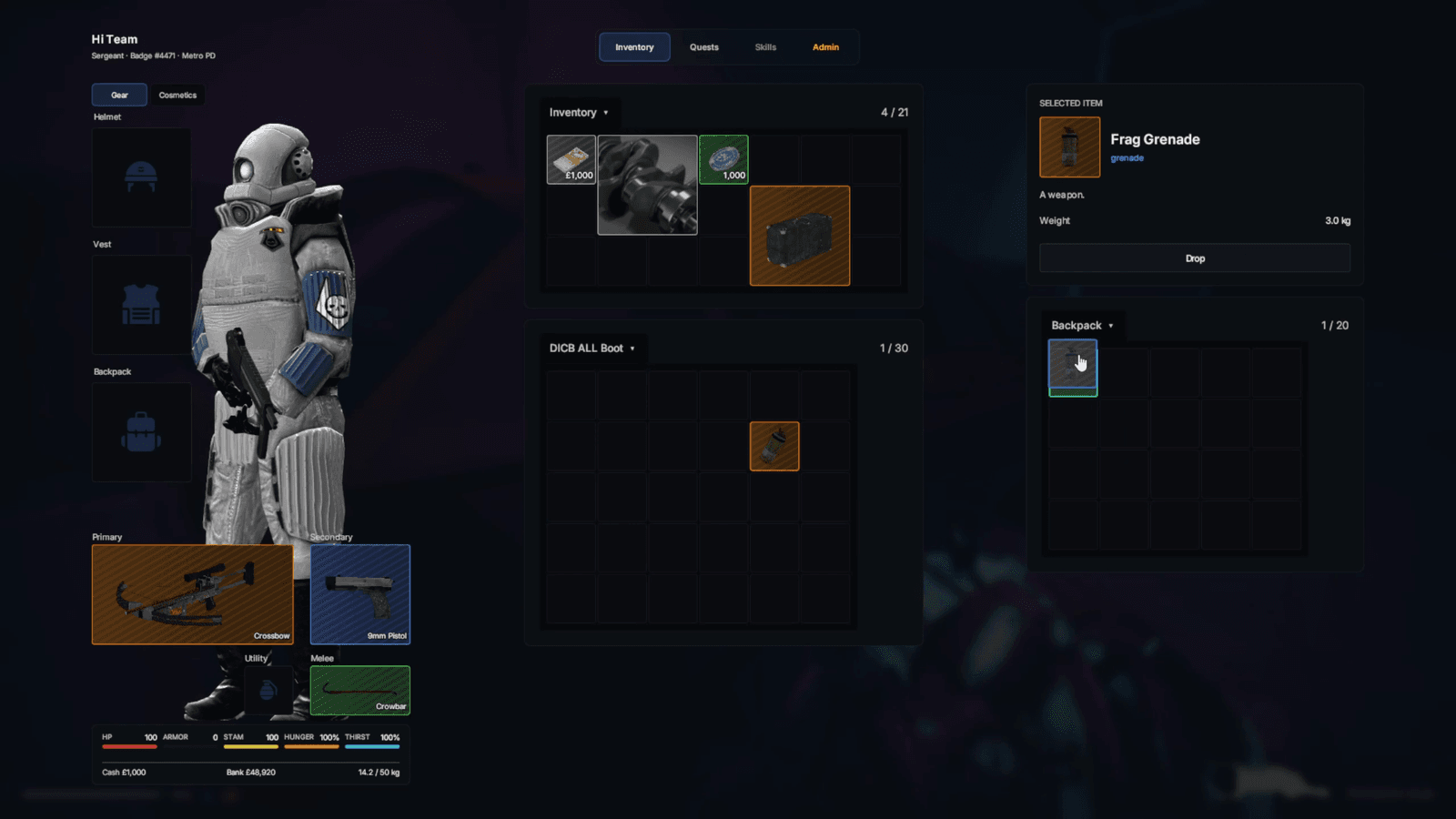 Evolution Inventory equipment and container screens