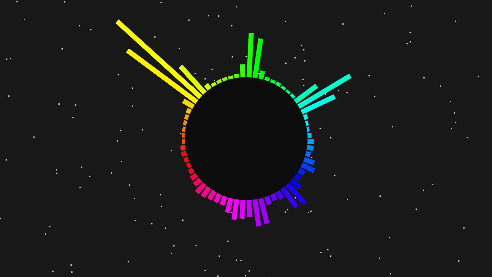 Circular rainbow audio visualiser rendered live in Garry's Mod